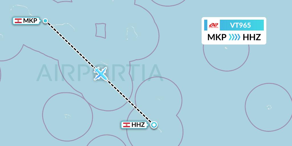 VT965 Air Tahiti Flight Map: Makemo to Hikueru Atoll