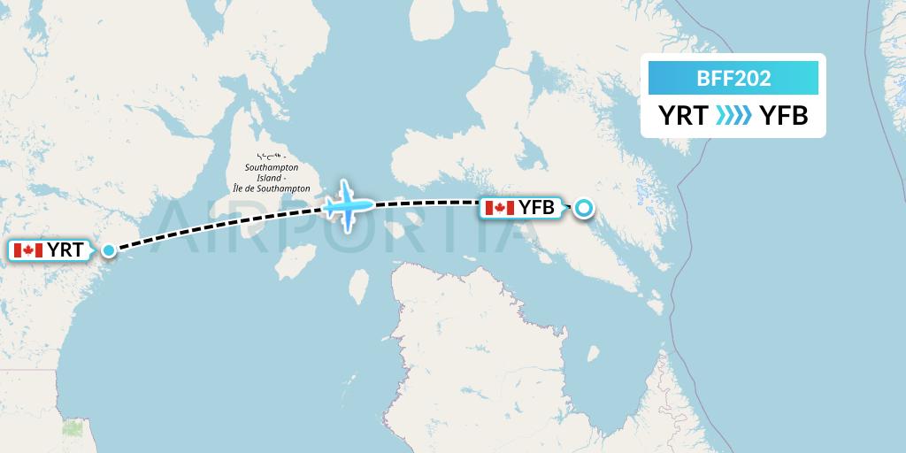 BFF202 Air Nunavut Flight Map: Rankin Inlet to Iqaluit