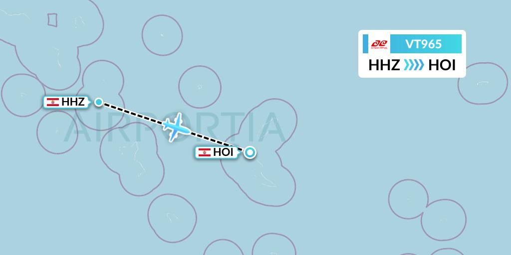 VT965 Air Tahiti Flight Map: Hikueru Atoll to Hao