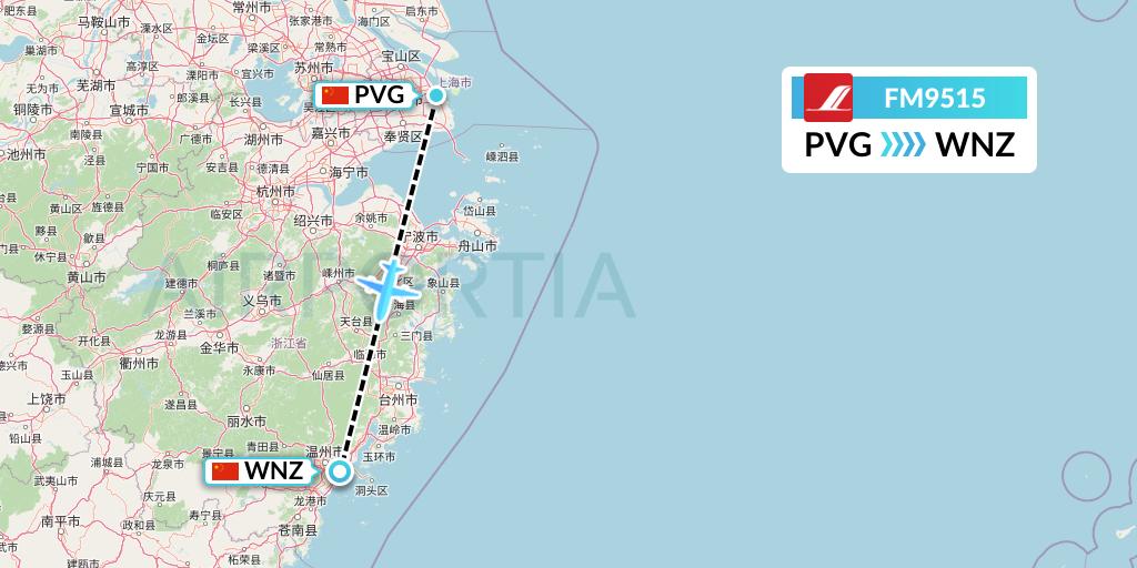 FM9515 Shanghai Airlines Flight Map: Shanghai to Wenzhou
