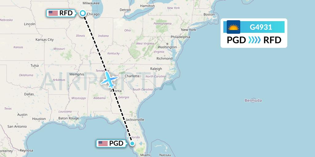 G4931 Allegiant Air Flight Map: Punta Gorda to Chicago