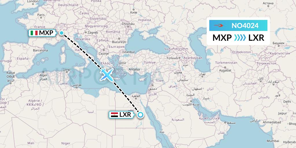 NO4024 Neos Flight Map: Milan to Luxor