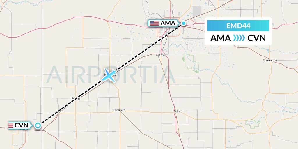 EMD44 Eaglemed Flight Map: Amarillo to Clovis