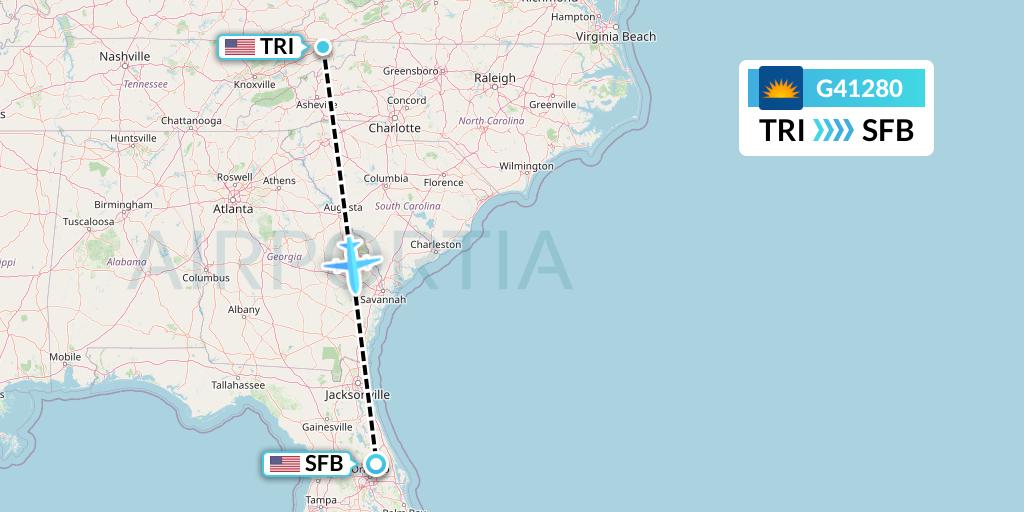 G41280 Allegiant Air Flight Map: Blountville to Orlando