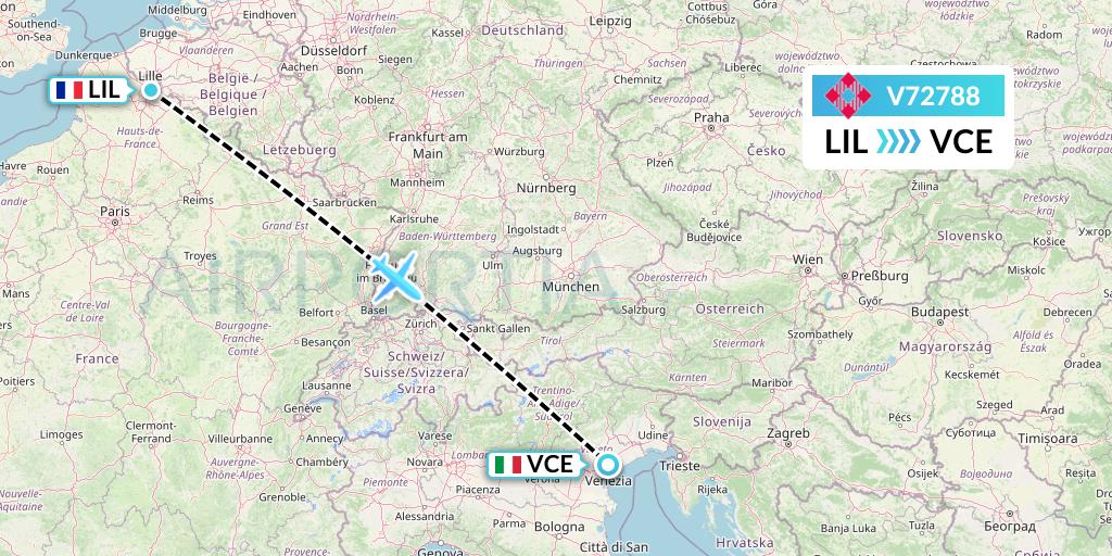 V72788 Volotea Flight Map: Lille to Venice