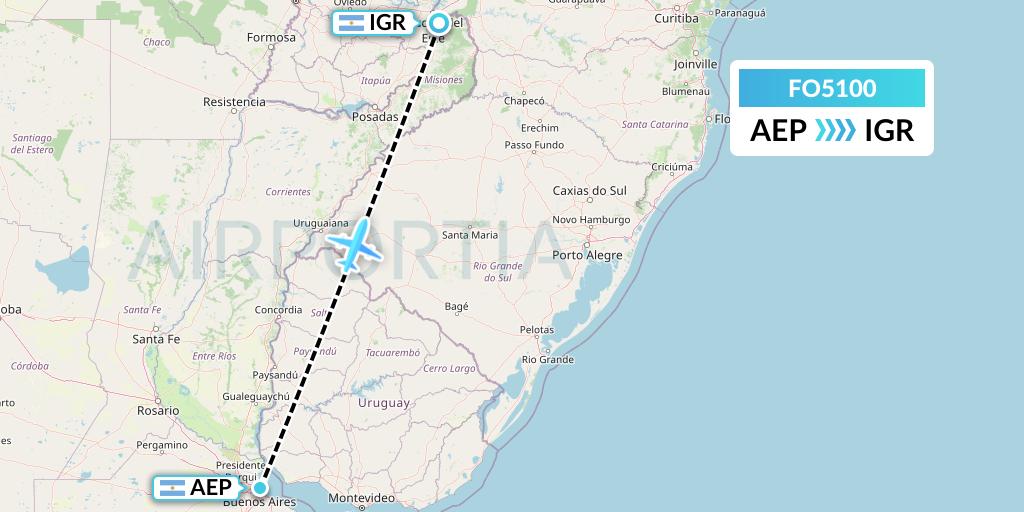 FO5100 Aero Flightops Uk Limited Flight Map: Buenos Aires to Puerto Iguazu