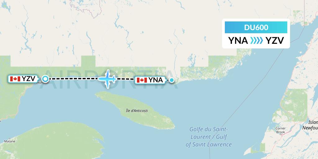 DU600 Sky Jet M.g. Inc Flight Map: Natashquan to Sept-Iles