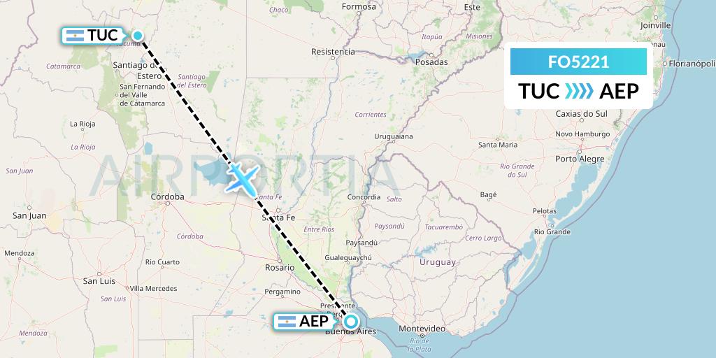 FO5221 Aero Flightops Uk Limited Flight Map: Tucuman to Buenos Aires