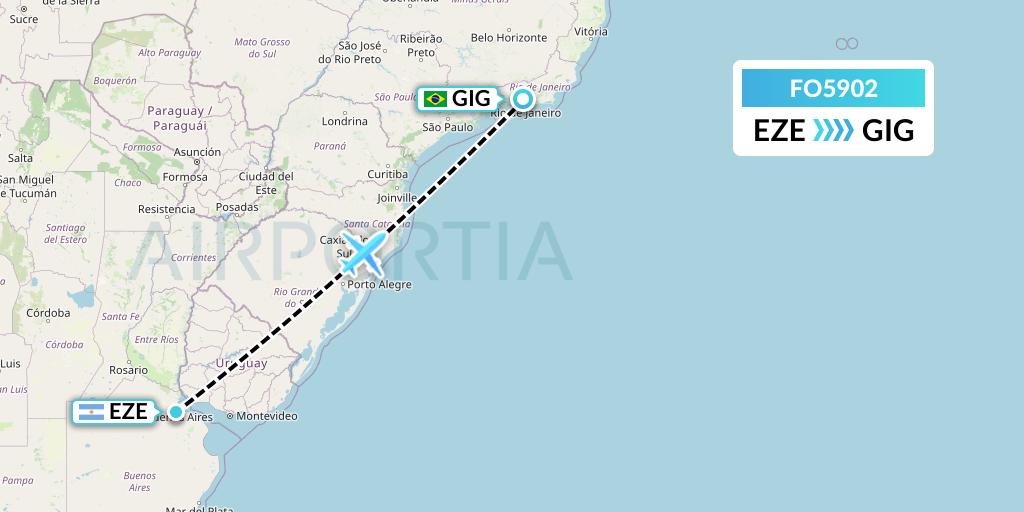 FO5902 Aero Flightops Uk Limited Flight Map: Buenos Aires to Rio de Janeiro