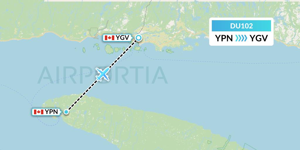DU102 Sky Jet M.g. Inc Flight Map: Port-Menier to Havre-Saint-Pierre