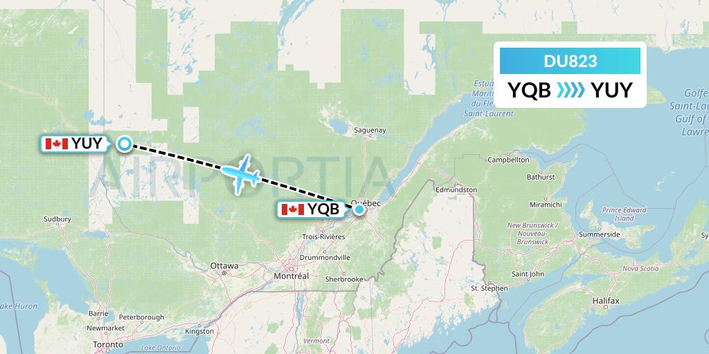 DU823 Sky Jet M.g. Inc Flight Map: Quebec to Rouyn