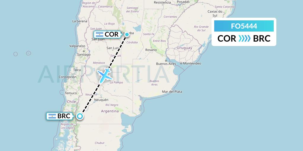 FO5444 Aero Flightops Uk Limited Flight Map: Cordoba to San Carlos de Bariloche