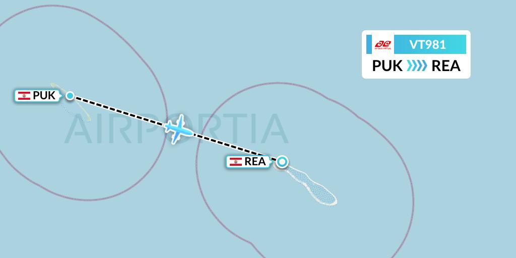 VT981 Air Tahiti Flight Map: Pukarua to French Polynesia