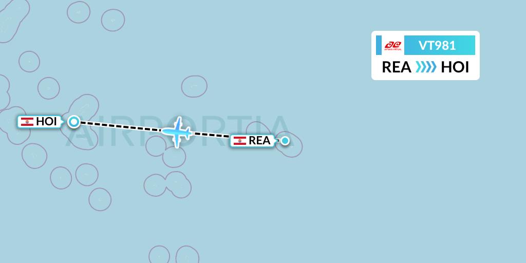 VT981 Air Tahiti Flight Map: French Polynesia to Hao