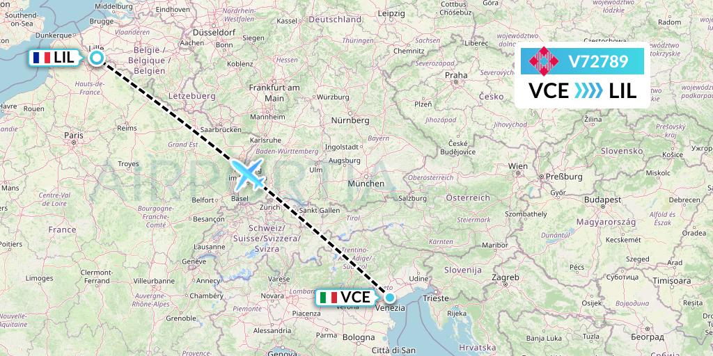 V72789 Volotea Flight Map: Venice to Lille