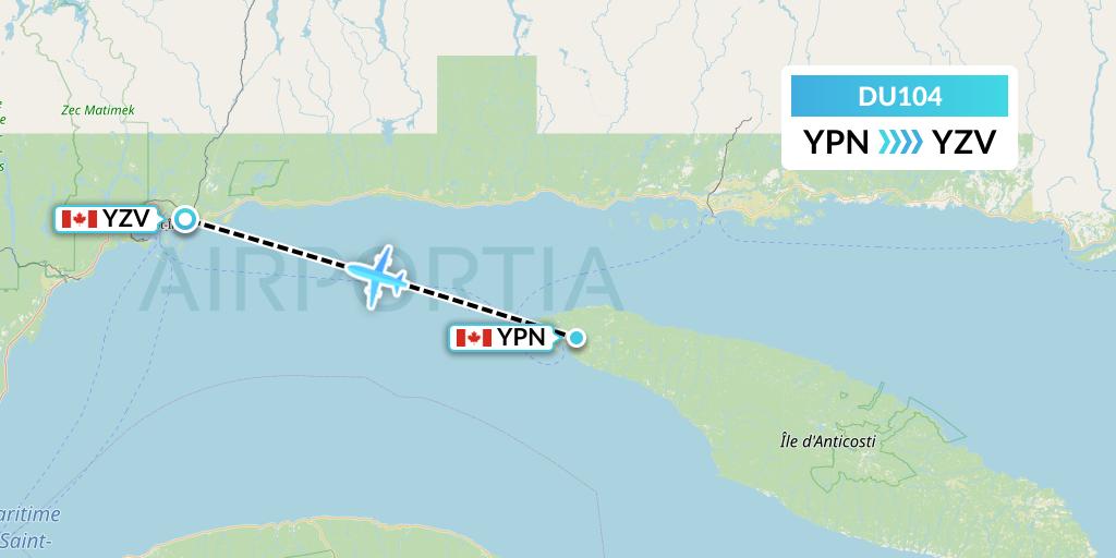 DU104 Sky Jet M.g. Inc Flight Map: Port-Menier to Sept-Iles