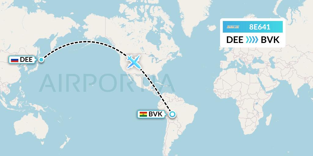 8E641 Bering Air Flight Map: Yuzhno-Kurilsk to Itenes