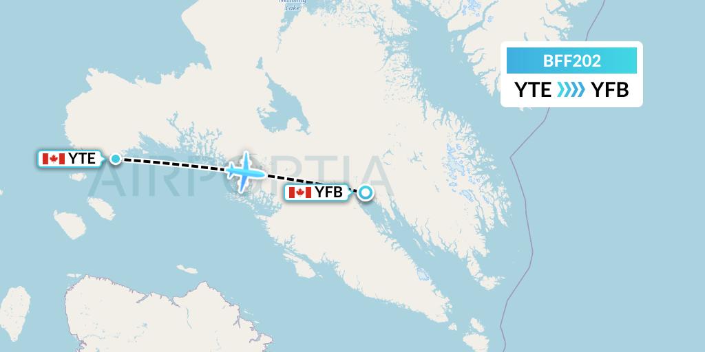 BFF202 Air Nunavut Flight Map: Cape Dorset to Iqaluit