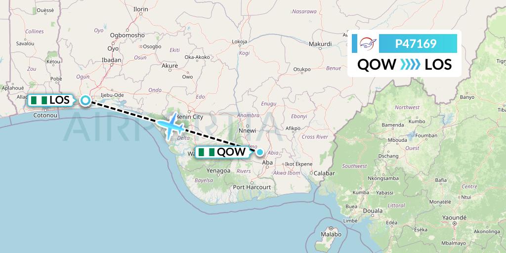 P47169 Air Peace Flight Map: Owerri to Lagos