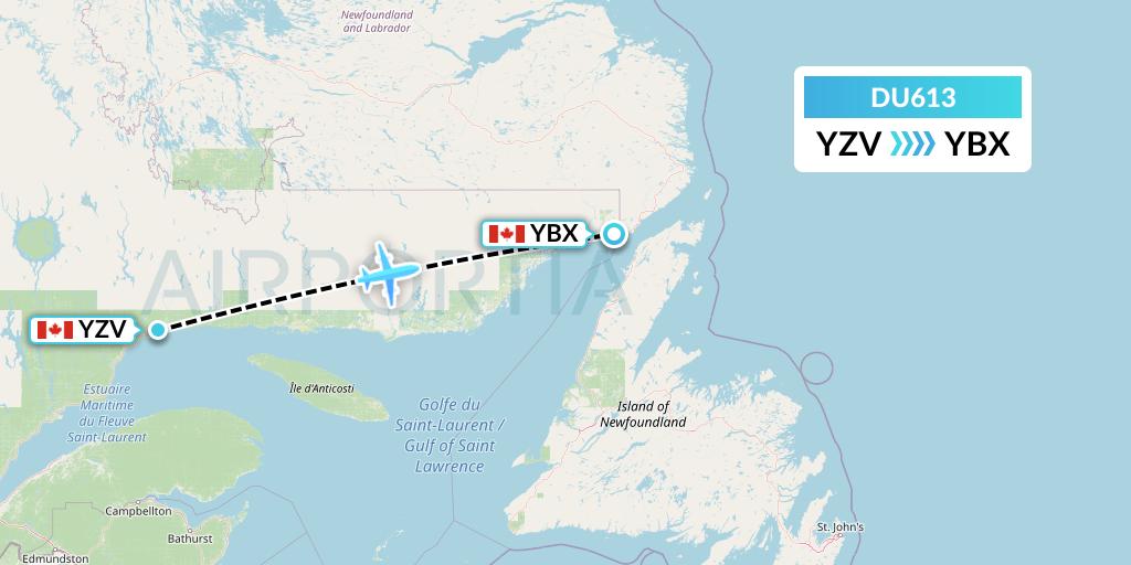 DU613 Sky Jet M.g. Inc Flight Map: Sept-Iles to Blanc-Sablon