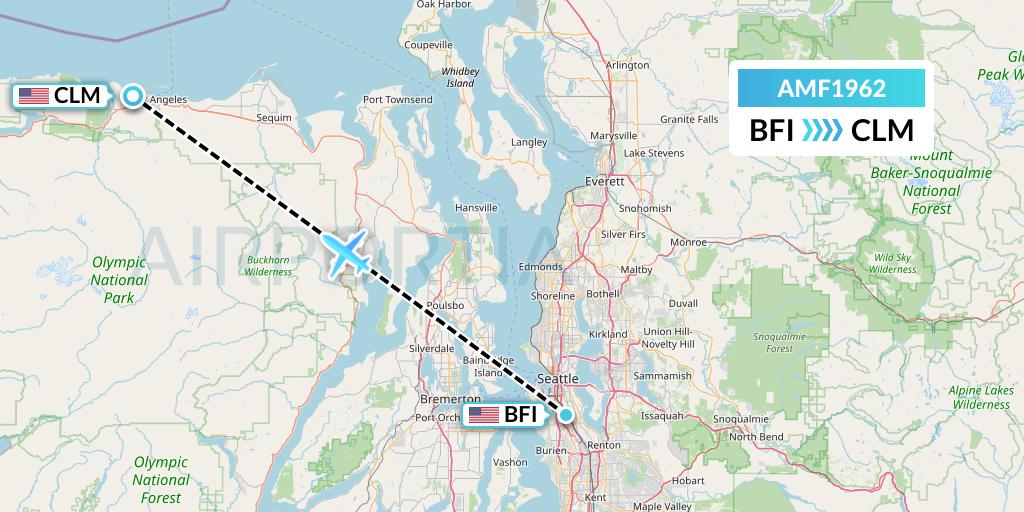 AMF1962 Ameriflight Flight Map: Seattle to Port Angeles