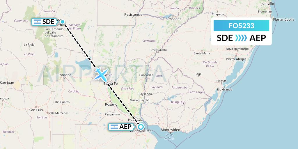 FO5233 Aero Flightops Uk Limited Flight Map: Santiago del Estero to Buenos Aires