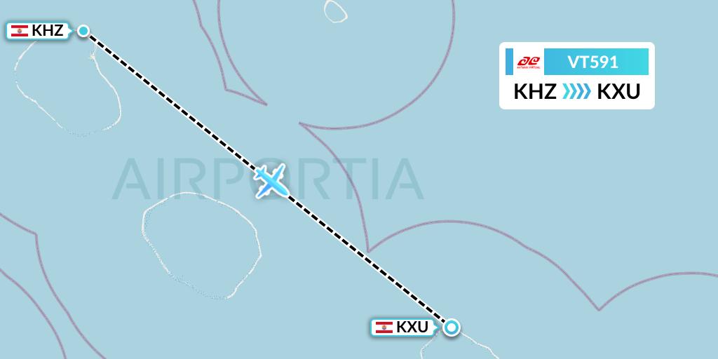 VT591 Air Tahiti Flight Map: Kauehi to Katiu
