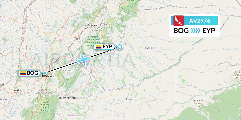 AV2976 Avianca Flight Map: Bogota to Yopal