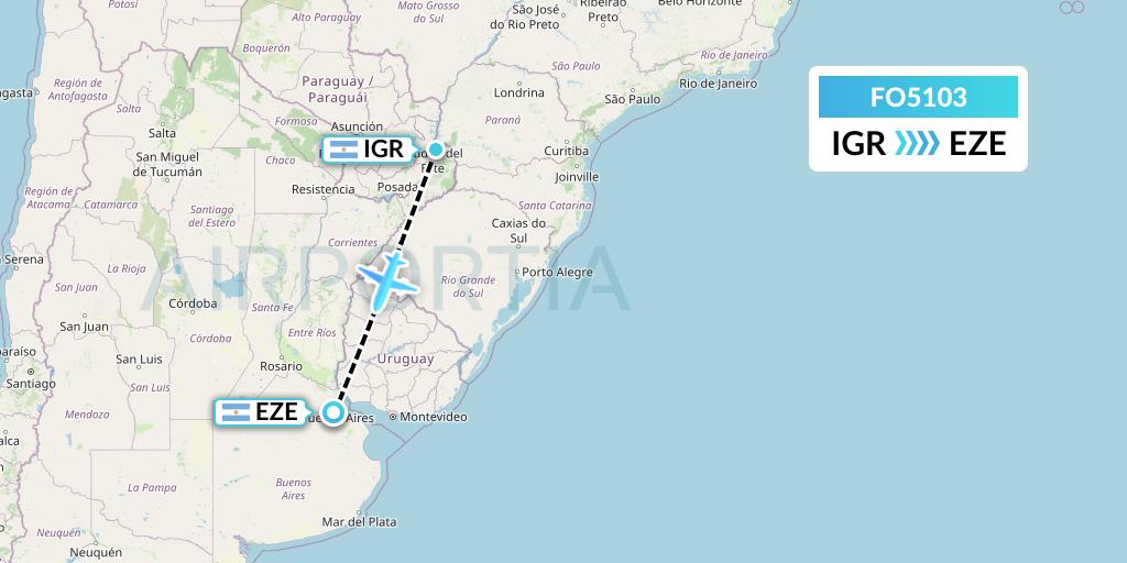 FO5103 Aero Flightops Uk Limited Flight Map: Puerto Iguazu to Buenos Aires