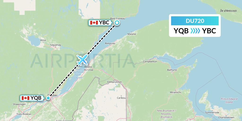 DU720 Sky Jet M.g. Inc Flight Map: Quebec to Baie Comeau