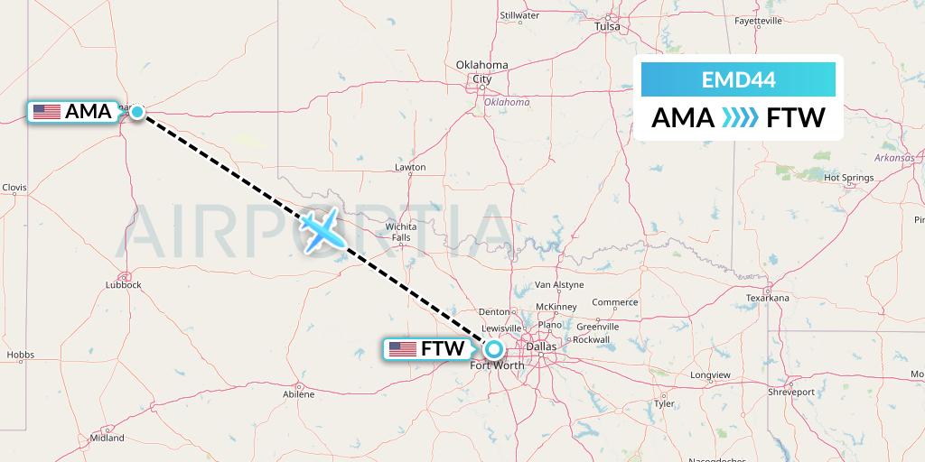 EMD44 Eaglemed Flight Map: Amarillo to Fort Worth