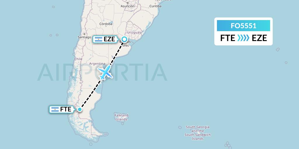 FO5551 Aero Flightops Uk Limited Flight Map: El Calafate to Buenos Aires