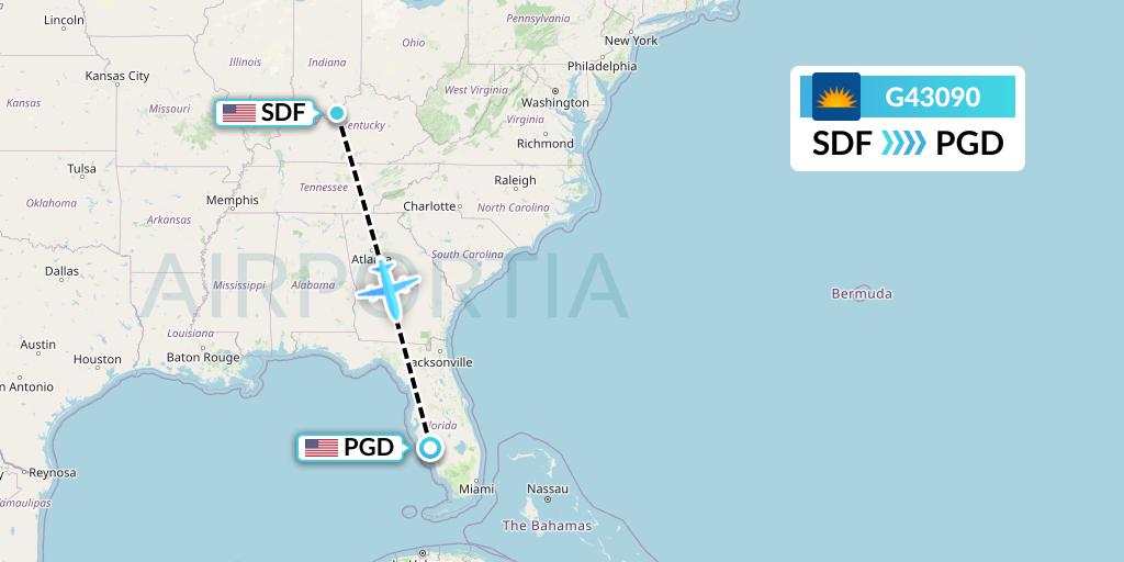 G43090 Allegiant Air Flight Map: Louisville to Punta Gorda