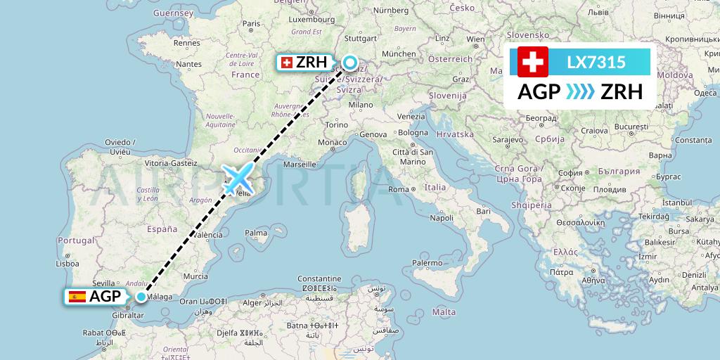 LX7315 Flight Status Swiss Malaga to Zurich (SWR7315)