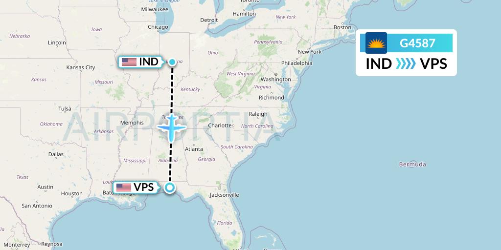 G4587 Allegiant Air Flight Map: Indianapolis to Valparaiso