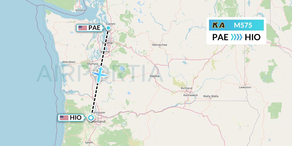 M575 Kenmore Air Flight Map: Everett to Portland