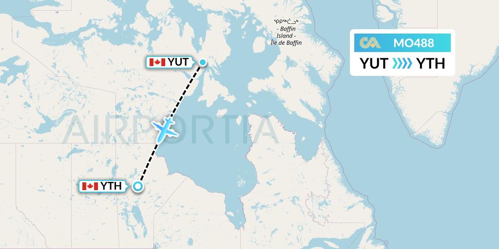 MO488 Calm Air Flight Map: Repulse Bay to Thompson