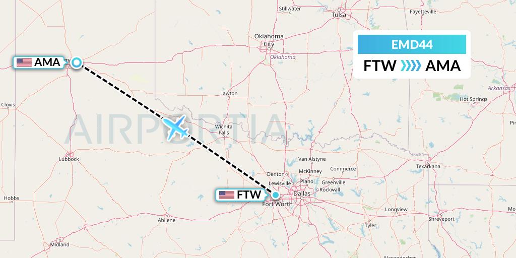 EMD44 Eaglemed Flight Map: Fort Worth to Amarillo
