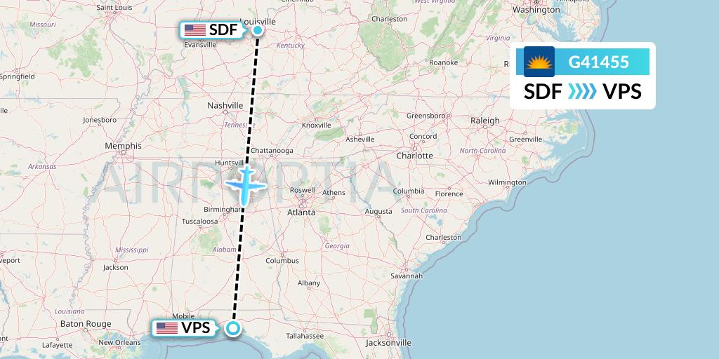 G41455 Allegiant Air Flight Map: Louisville to Valparaiso