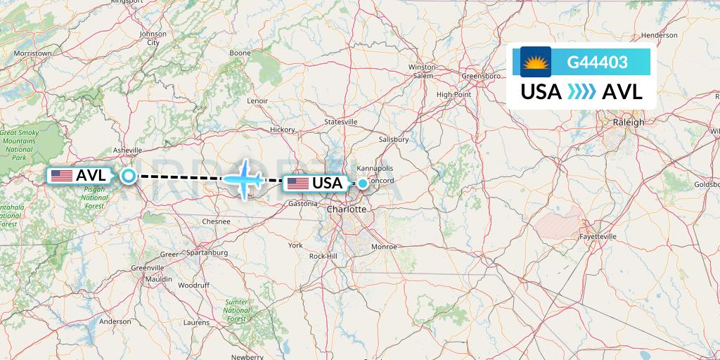 G44403 Allegiant Air Flight Map: Concord to Asheville