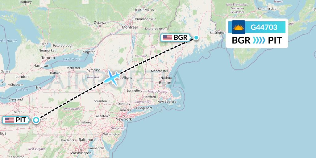 G44703 Allegiant Air Flight Map: Bangor to Pittsburgh