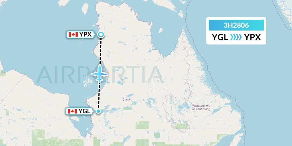 3H2806 Air Inuit Flight Map: La Grande Riviere to Puvirnituq