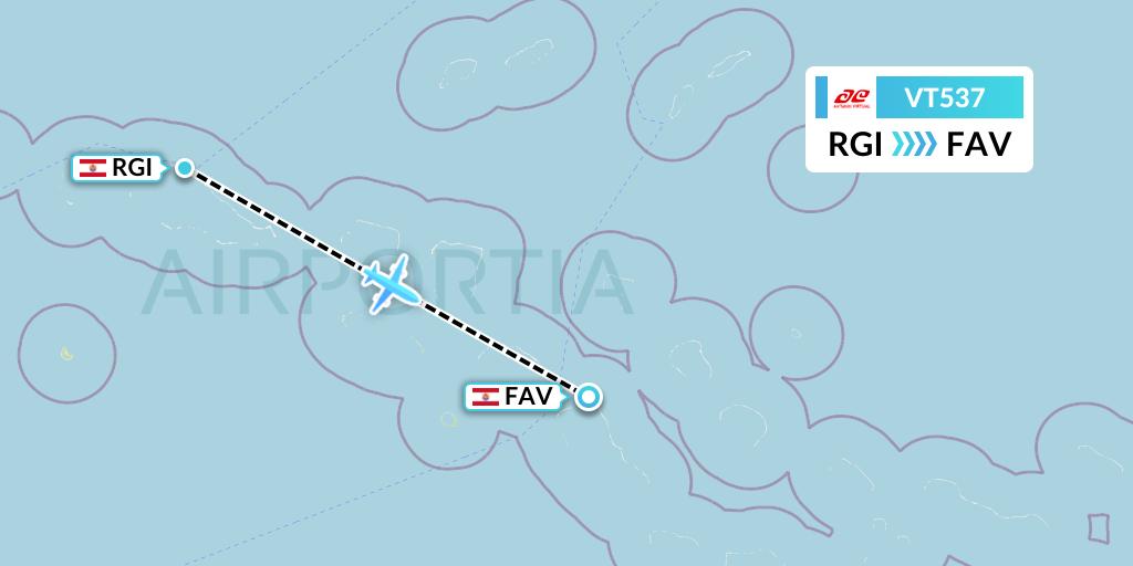VT537 Air Tahiti Flight Map: Rangiroa to Fakarava