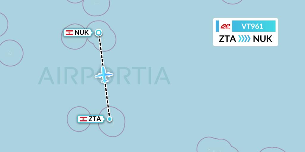 VT961 Air Tahiti Flight Map: French Polynesia to Nukutavake