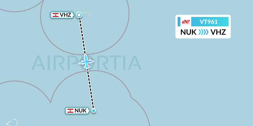 VT961 Air Tahiti Flight Map: Nukutavake to Vahitahi