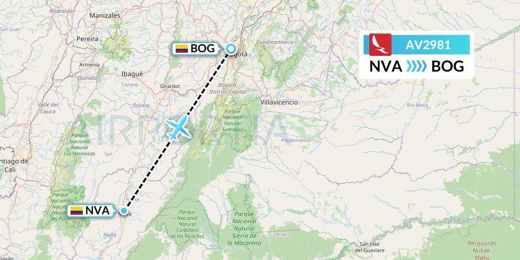 AV2981 Avianca Flight Map: Neiva to Bogota
