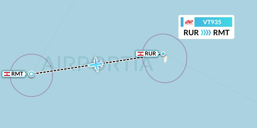 VT935 Air Tahiti Flight Map: French Polynesia to Rimatara