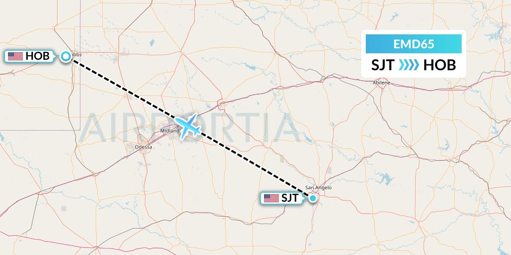 EMD65 Eaglemed Flight Map: San Angelo to Hobbs