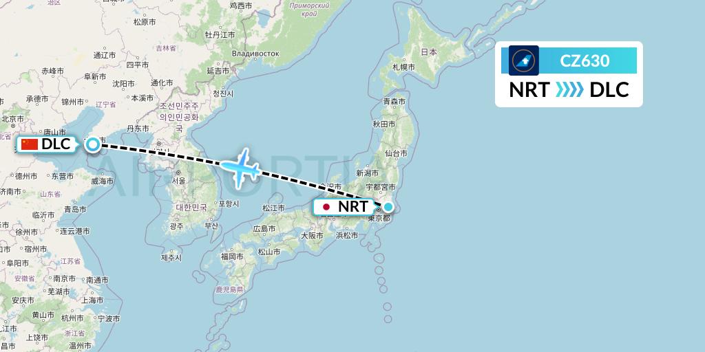 CZ630 China Southern Airlines Flight Map: Tokyo to Dalian