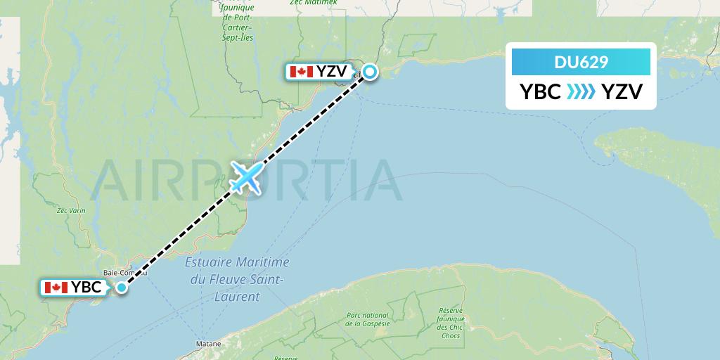 DU629 Sky Jet M.g. Inc Flight Map: Baie Comeau to Sept-Iles